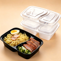 6828 Contenant alimentaire jetable à 2 compartiments de 32 oz en plastique PP, boîtes de préparation de repas divisées
