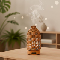 Diffuseur d'huiles essentielles en rotin, écologique, pour table, aromathérapie, humidificateur, lumière LED 7 couleurs - Utilisation domestique