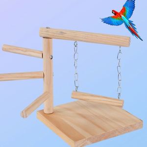 Plateforme interactive carrée en bois massif pour cage à oiseaux, station d'activités et étagère pour perroquets Xuanfeng, Tiger Skin, Peony - Product Image 4