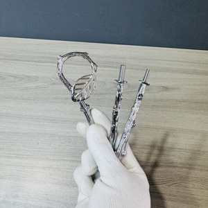 도매 실버 골드 2/3 계층 잎 모양 디저트 컵케익 과일 스탠드 하드웨어 키트 케이크 스낵 플레이트 핸들 - Product Image 4