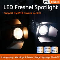 Projecteur LED Fresnel professionnel JIXIO 100W DMX512 CRI97 Zoom manuel Bi-couleur 3200K-5600K Lentille 175mm Gradation 0-100% Alliage d'aluminium