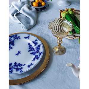 Mantel de Lino de Algodón Damasco Teñido Azul Claro con 12 Servilletas, Diseño Rectangular y Cuadrado Estampado para Hoteles y Restaurantes - Product Image 4