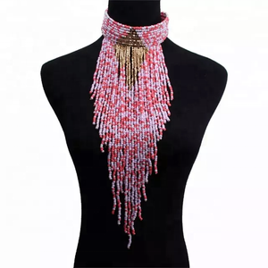 Collar elegante hecho a mano con semillas multicolores y cuentas de cristal Joyería de moda de buena calidad Collar de diseño único de tendencia - Product Image 6