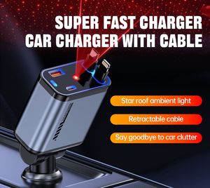 Starlight Rode Autolader 4-In-1 180 ° Draaibaar En Intrekbaar Ontwerp Pd 20W Snel Opladen Autolader Dubbele USB-C Poorten <span class=keywords><strong>2</strong></span> Jaar Garantie - Product Image 5
