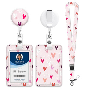 Wholesale round bow retractable epoxy keychain name tag ID card buckle neck <b>lanyard</b> <b>polyester</b> neck rope - Product Image 5