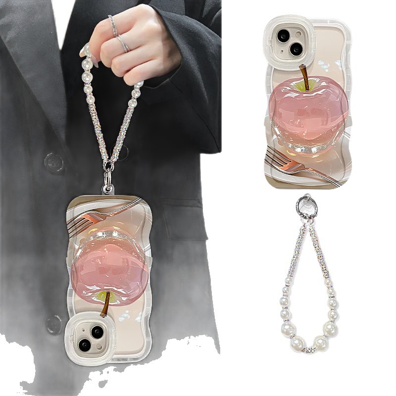 Soporte doble onda Shell-transparente-cristal powde con colgante