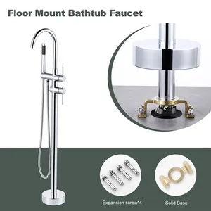 Bath Shower Mixer Brass Bathroom Faucet Floor Stand Tub Faucet Set Floor Standing Bathtub Faucet
