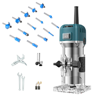 Fresadora Eléctrica Compacta para Madera con 15 Brocas, Herramienta de Corte para Bricolaje, 30000 RPM, 3 Años de Garantía
