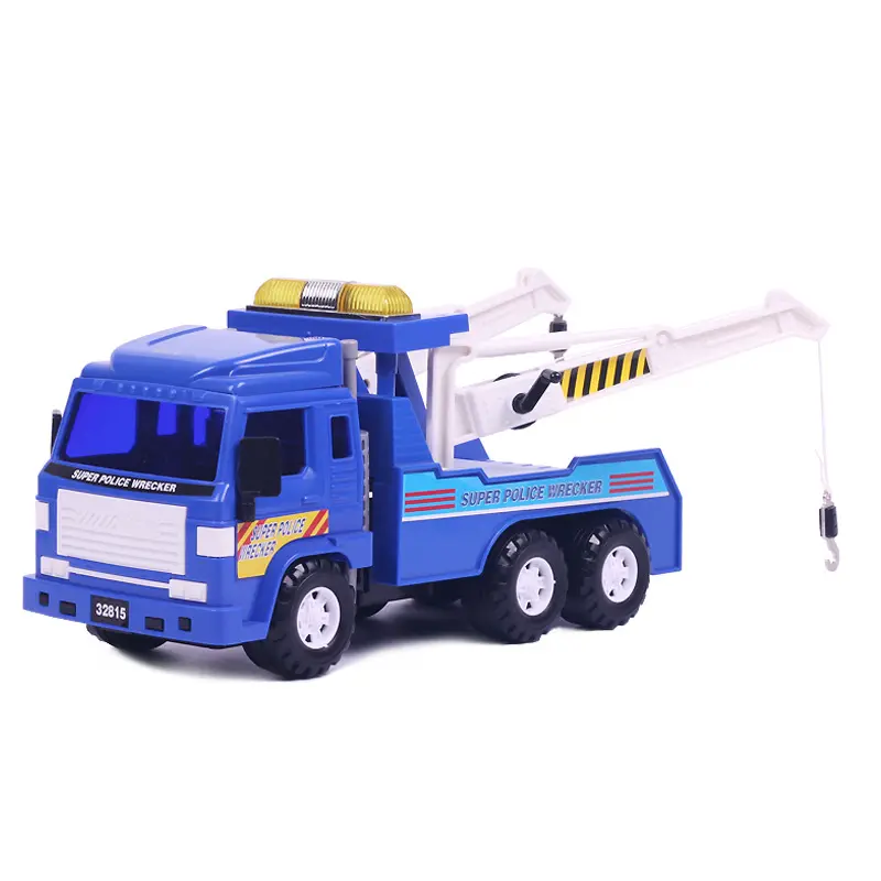 Vehículo de juguete SUPER POLICE WRECKER de 14 "de doble gancho para limpieza de carreteras de inercia media para regalo de modelo de simulación