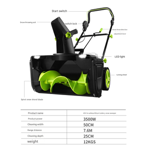 Nouvelle souffleuse à neige électrique portative Xf, 2300W 48V, pour usage domestique, allée et route - Product Image 2