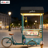 Chariot de vente de glaces italiennes, de sucettes glacées et de gelato, avec vitrine, pour usage commercial, à vendre
