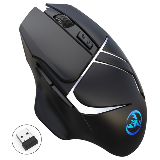 Computer Wireless Mouse Rechargeable Multicolor Light 2.4G Ergonomic Mouse Game with 600 Mah Battery