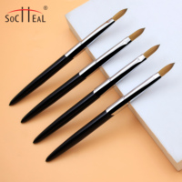Pinceaux à ongles en acrylique Kolinsky allemands de haute qualité, manche en métal noir, faits à la main, pinceaux à ongles de qualité supérieure, manucure Socheal # 2- # 24
