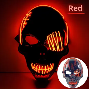 Customizable One-Eyed Pirate Mask with LED Glowing Blood Horror Halloween Cross-Border Scar Mask for Parties & Fun