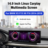 Écran central de voiture de 14,9 pouces avec système Linux, compatible CarPlay, musique Bluetooth et navigation GPS pour BMW X5 F15 X6 F16 2014-2019