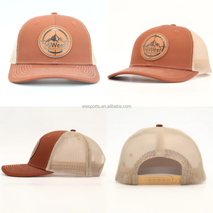 Casquette Trucker en Maille à Bord Incurvé avec Logo en Cuir Personnalisé, Richardson 112, Gorras, Casquettes Trucker Ajustables à 6 Panneaux avec Fermeture Snapback - Product Image 2