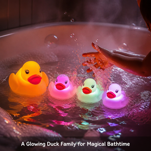 Lindo juguete de baño de pato con luz LED intermitente en forma de corazón de San Valentín, patito flotante con luces en estilos de pirata, alpaca y unicornio para bebés y niños en la <span class=keywords><strong>bañera</strong></span>. - Product Image 5