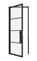 Porte intérieure double battante en acier et verre, style loft, noire, 4 panneaux, avec cadre en fer cannelé, de haute qualité, personnalisable, vente en gros
