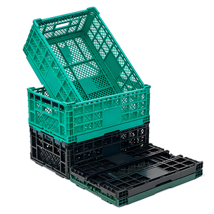 Caja de Plástico Plegable Perforada, Cesta de Almacenamiento Apilable, Transpirable y Duradera, para Logística de Cadena de Frío, Frutas Frescas - Product Image 1