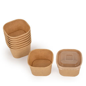 Bols à salade rectangulaires en papier kraft biodégradables écologiques, recyclables, multi-usages, pour emporter, <span class=keywords><strong>Timeco</strong></span> - Product Image 6