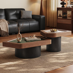 Mesa de Centro Moderna de Mediados de Siglo, para Sala de Estar, Espacio Pequeño, Color <span class=keywords><strong>Nogal</strong></span> de Lujo, Juego de Mesas Auxiliares Irregulares - Product Image 3