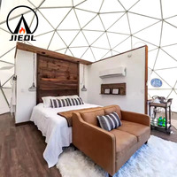 Tente dôme géodésique transparente Jieol 6M en PVC, toutes saisons, avec structure en acier haute résistance, deux chambres, 28 m², durée de vie 15-20 ans, idéale pour les mariages
