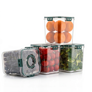 4 contenants de stockage alimentaire en plastique hermétiques, rectangulaires, avec couvercles, pour fruits et légumes, bacs de rangement pour la cuisine - Product Image 1