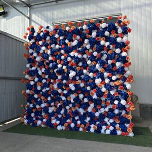 D-FW061ขายดีกำแพง5D ดอกไม้3D 8x8การจัดฉากหลังแผงดอกไม้ประดิษฐ์ผนังดอกไม้ดอกไม้ม้วนตกแต่งผ้าไหมหรูหรา - Product Image 1