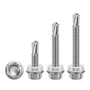 Heavy steel grade 4.8 a2-70 a4-80 hex washer head self-drilling screws