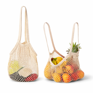 Bolsa de compras de malla de algodón orgánico ecológico de tamaño personalizado, reutilizable, para empacar frutas y verduras, para promoción. - Product Image 2