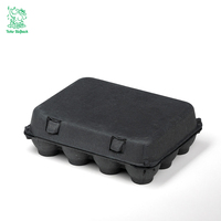 Boîtes en carton biodégradable antichoc noir pour plateau d'oeufs en pulpe de papier pour 12 oeufs comme emballage pour l'expédition d'oeufs en stock vente en gros