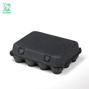 Großhandel Biologisch abbaubare stoß feste schwarze Papier zellstoff Eier ablage Kartons ch achteln für 12 Eier als Verpackung für Eier versand auf Lager - Product Image 2