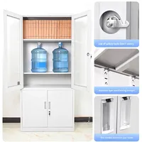 Armoire de classement de bureau A4, armoire de rangement pour documents financiers, bac en acier avec serrure, design moderne personnalisé, portes en verre