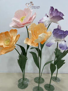 H-129 flores cor rosa tamanho grande artificial gigante seda peônia papoula papel anêmona para exibição de janela decoração de casamento em casa - Product Image 6