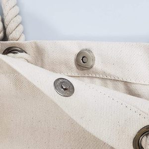 Hot Sales Wedding Party Shopping Beach Trip <b>Bag</b> Zipper Button Rope Handle Reusable <b>Large</b> Organic <b>Canvas</b> Cotton Tote <b>Bag</b> - Product Image 6