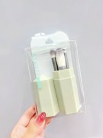 Ensemble de cinq pinceaux de maquillage pour les yeux, pinceaux de dégradé et de poudre avec étui de rangement portable