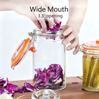 Kit de 2 bocaux de fermentation en verre de 40 oz avec bouchon à air en acier inoxydable et poids, à large ouverture, pour Kombucha, choucroute, kimchi