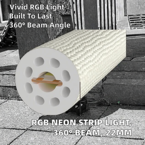 Светодиодная неоновая лента с диаметром 22 мм, 60/96 светодиодов/м, DC12V/24V, WS2811/WS2815, RGB, полноцветная, с плетеным корпусом, IP67, угол рассеивания 360 градусов - Product Image 2
