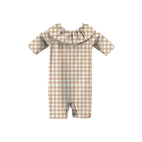 2023 grand enfant filles bouteilles en plastique recyclé à manches courtes à volants Rashguard ensemble filles rétro rangée éruption garde une pièce maillot de bain