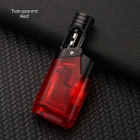 Briquet à jet droit au butane Single Fire 1, design tendance, en plastique transparent avec compartiment de carburant visible, résistant au vent, rechargeable