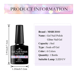 MSRUIOO Gel <span class=keywords><strong>de</strong></span> <span class=keywords><strong>Uñas</strong></span> Semipermanente <span class=keywords><strong>de</strong></span> Larga Duración, Gel UV LED Removible <span class=keywords><strong>de</strong></span> 8ml, Estilo Yogurt con Purpurina - Product Image 2