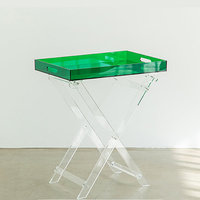 Table pliante en acrylique pour café avec plateau transparent personnalisé vente en gros