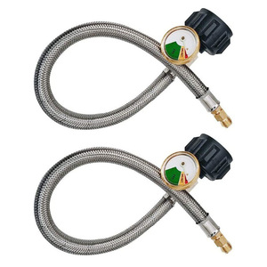 สายยางโลหะ QCC Type1 ขนาด 40 ปอนด์ พร้อมเกจวัด 1/4 NPT 15 นิ้ว สำหรับใช้กับรถบ้าน - Product Image 1