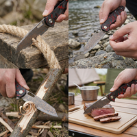 Couteau pliant en laiton Damas avec manche en fibre de carbone, cœur en VG10, couteau de chasse et de camping en plein air, outil de survie portable EDC, OEM T0044-4