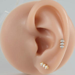 Bijou de piercing en titane ASTM F136 G23 16G 8mm plaqué or et argent, sans filetage, à dents internes, pour l'oreille, labret, hélix, dos plat - Product Image 3