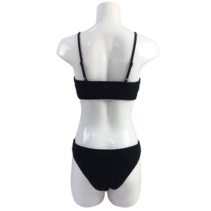 2 pièces dame sexy bikini haut <span class=keywords><strong>bandeau</strong></span> <span class=keywords><strong>noir</strong></span> pur tissu texturé sexy femmes maillots de bain - Product Image 4