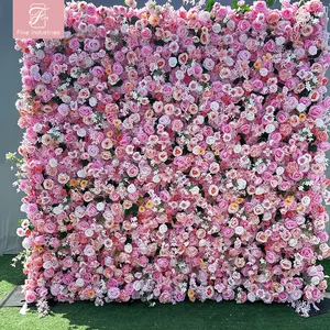 Hot Artificial Rose 3d Flower Wall Backdrop For Wedding Party Event Stage Decoration