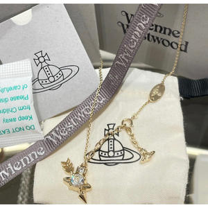 Nuevo Estilo Collar de Clavícula Unisex de Acero Inoxidable con Zirconia, Diseño Empress Dowager Vivienne, Flecha Atravesando el Corazón y Flecha de Saturno - Product Image 4