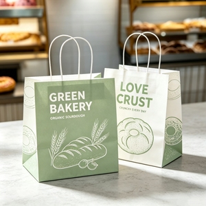 Bolsas de papel kraft personalizadas para alimentos, bolsas de papel kraft para café, para empaquetar productos de panadería, postres, pan, para uso en cafeterías. - Product Image 1
