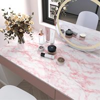 Papier peint 3D en marbre rose ORON, autocollant, imperméable, rouleaux de papier peint autocollants pour chambre à coucher, armoires de cuisine